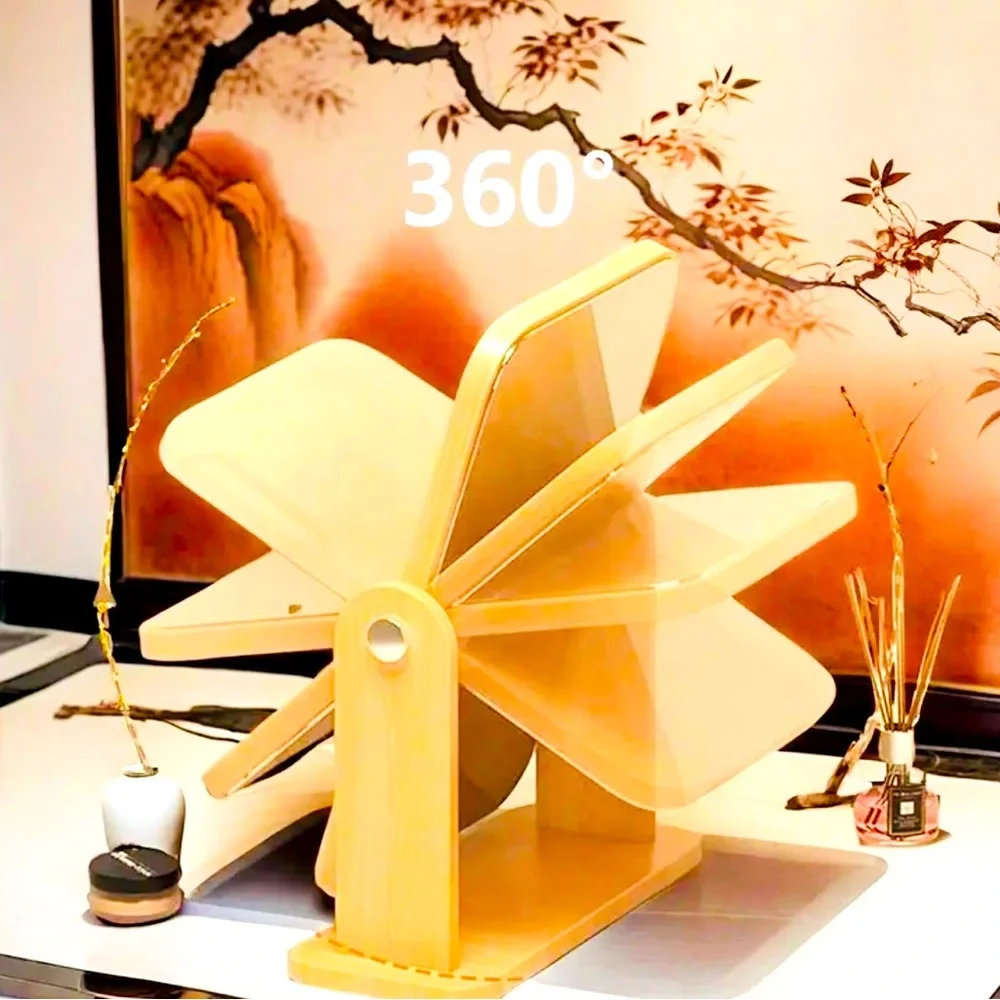New - Rotatable HD Glass Makeup Mirror with Wooden Stand
